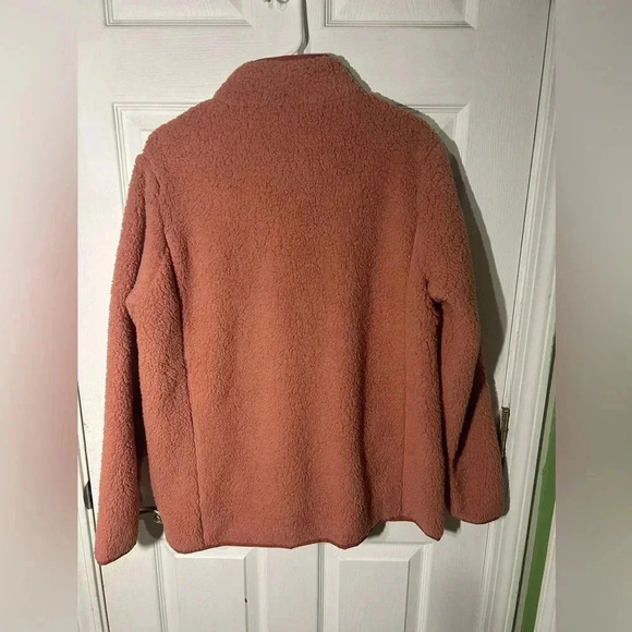 Lands End Sherpa Fleece Full Zip Up Womens Large Jacket Soft - Dark Rose Clay - Picture 7 of 10